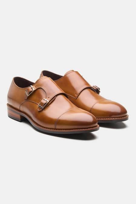 Buy Brown Goodyear Welted Double Monk Strap Shoes For Men by Kozasko ...