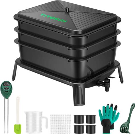 Amazon.com: VIVOSUN 3-Layer Worm Compost Bin, 30L Worm Composter, Easy ...
