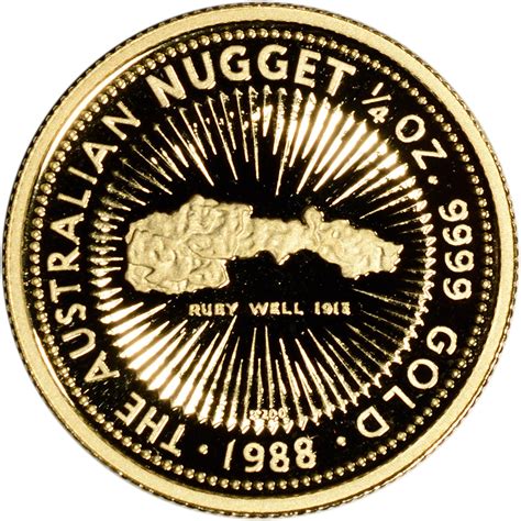 1988 P Australia Gold Nugget Proof 1/4 oz $25 - Ruby Well - Gem Proof ...
