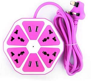 VG DENIM VSIX 10 Ampere Extension Board with 4 USB/Outlet Ports with 6 ...