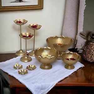 Buy HOME DECO Taj Urli Set of 9 Pcs | Decorative Hammered Metal Urli ...