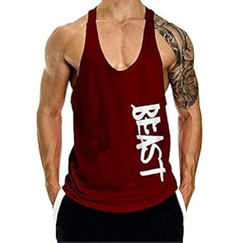 Buy THE BLAZZE Men's Stringer Y Back Bodybuilding Gym Tank Tops (Red ...