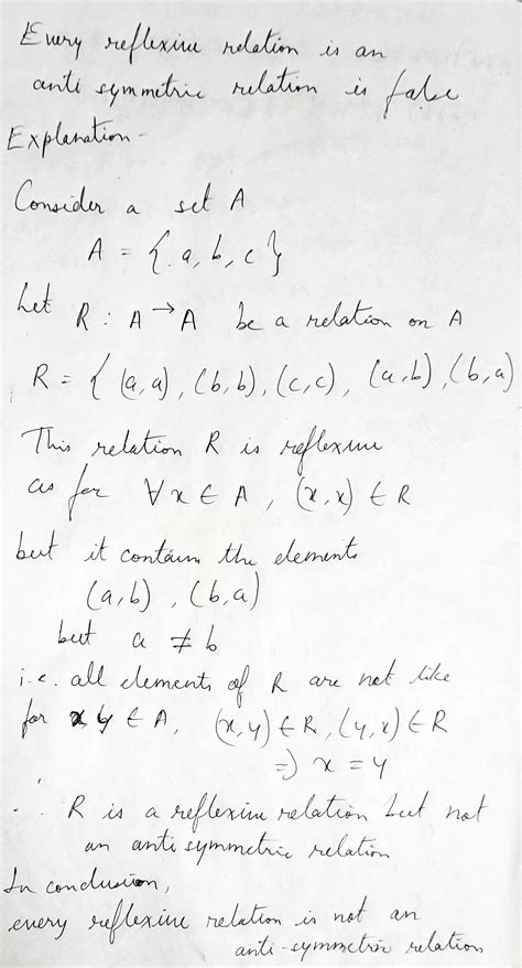 Every reflexive relation is an anti - symmetric relation, Is it true ...