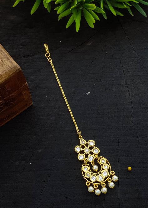 Gold Finish Hair Accessory Damini/Tikka Bridal Wear 19247N – Griiham