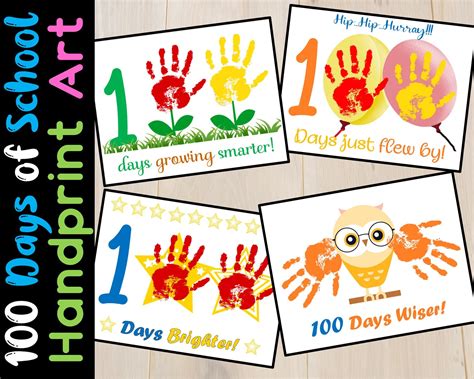 100 Days of School Handprint Art Craft, 100th Day of School Activities, 100 Days Smarter ...