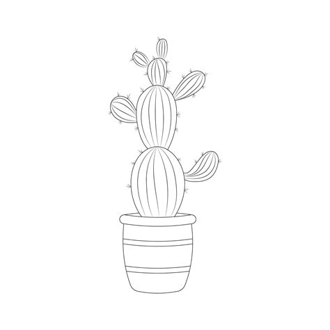 Premium Vector | A drawing of a cactus in a pot