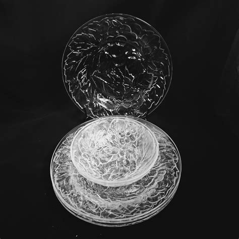 Vintage Clear Glass Dinnerware With Grapes and Leaves, Vintage KIG ...