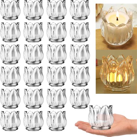 Amazon.com: GOLDEAL Votive Candle Holders Set of 24,Clear Thick Glass ...