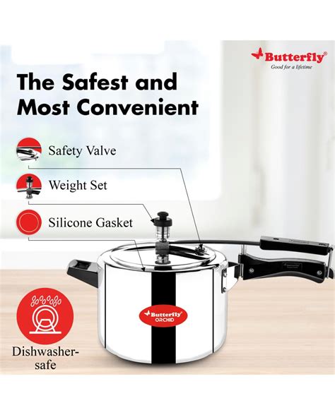 Butterfly Orchid Stainless Steel Pressure Cooker, ILC, 5 Ltr