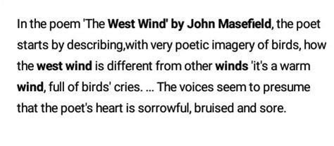 summary of west wind by john masefield - Brainly.in
