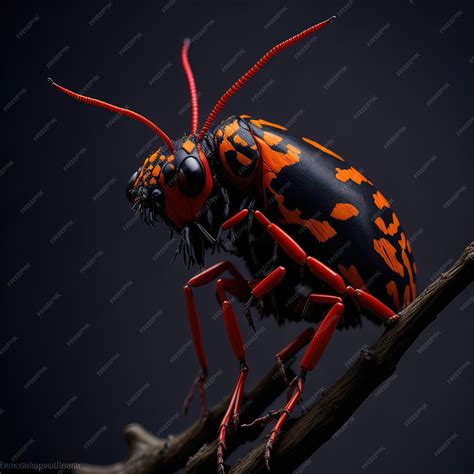 Premium Photo | A black and orange bug with the word " bug " on it.