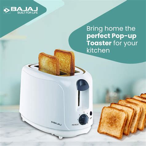 Bajaj ATX 4 750-Watt 2-Slice Pop-up Toaster Dust Cover Slide Out Crumb ...