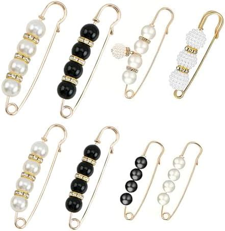 Buy Homeaura 8 Pcs Pearl Beads Fancy Safety Pins for Women & Girls ...
