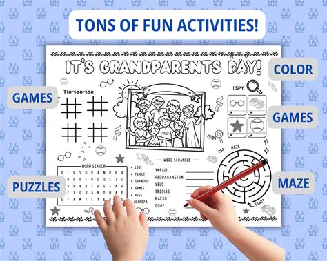 Grandparents Day Activity Sheet, Grandparents Day Craft, Kids Placemat ...