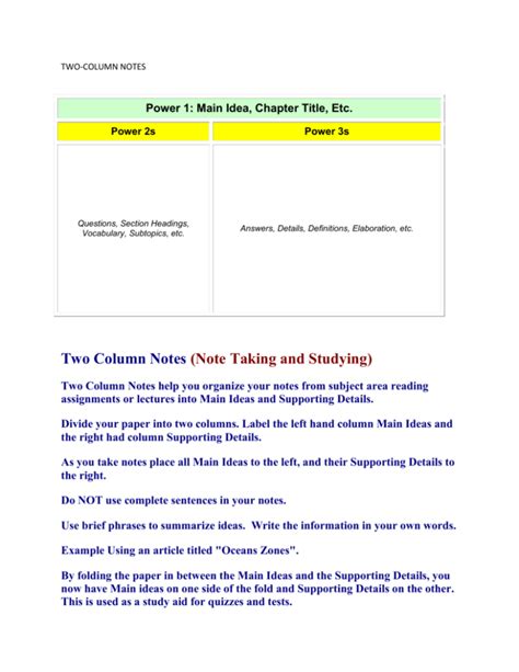 Image result for Two-Column Notes
