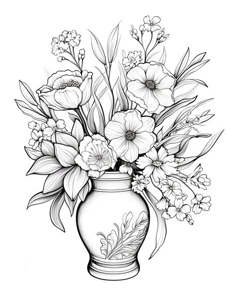Free printable flower vase coloring pages | Premium AI-generated image