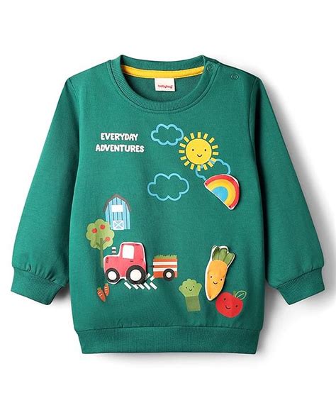 Babyhug Cotton Knit Full Sleeves Pullover Sweatshirt with Tropical ...