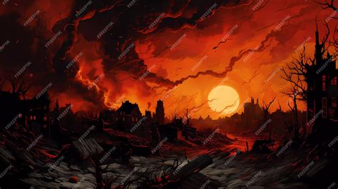 Premium AI Image | Doomsday and apocalypse Landscape painting