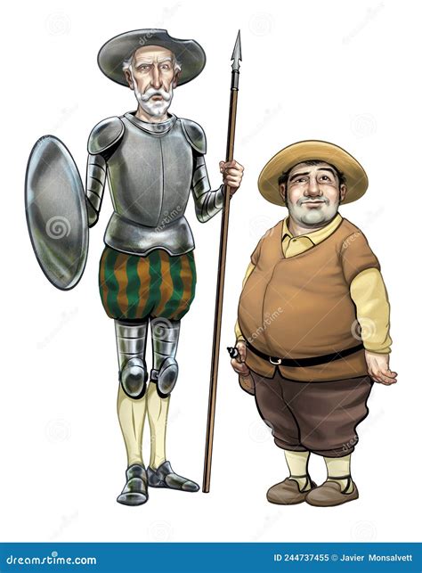 Don Quijote y Sancho Panza stock illustration. Illustration of cavalier ...