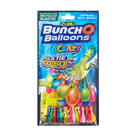 Bunch O Balloons 100 Rapid-Fill Crazy Color Water Balloons (3 Pack ...