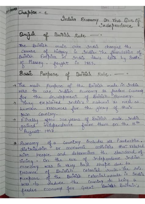 Economic book [Indian economic ] chapter -1 notes - Date Chapter 1 ...