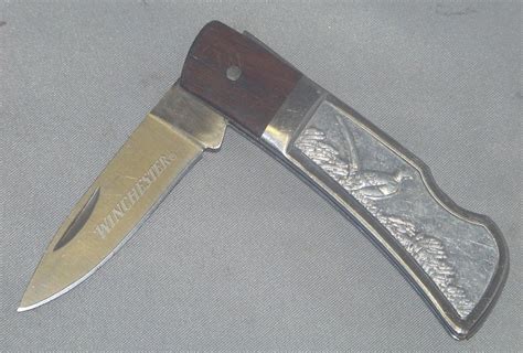 WINCHESTER SINGLE BLADE FOLDING POCKET KNIFE PHEASANT ETCHED MODEL ...
