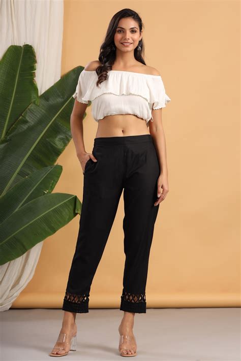 Black Rayon Solid Straight Pants – Trendphoria