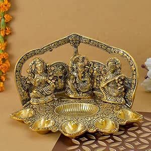 Buy JAIPUR ACE Laxmi Ganesh Saraswati Idol Diya Oil Lamp Deepak - Metal ...