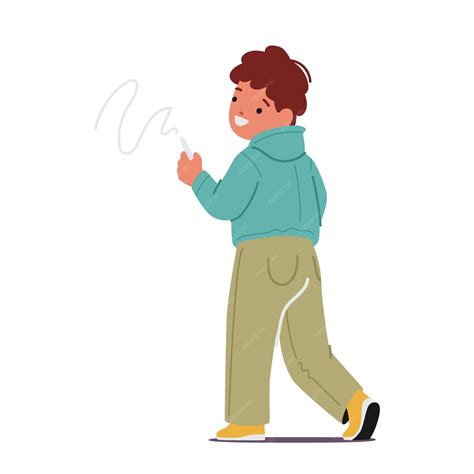 Premium Vector | Cute Preschool Elementary School Boy Writing At ...