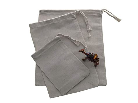 100% Cotton Muslin Bag with SINGLE Drawstring (100 Count) – Unbleached ...