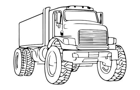 Um desenho preto e branco de um caminhão basculante. | Vetor Premium