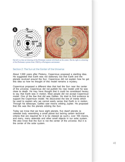 Earth Science - On left is a line art drawing of the Ptolemaic system ...