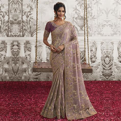 Berry Blush Zardozi Embellished Drape Saree – Suvidha Fashion