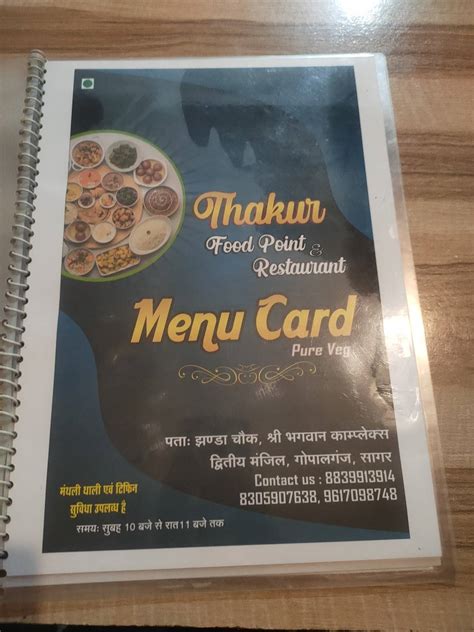 Menu at Thakur food point restaurants and tiffin center, Sagar