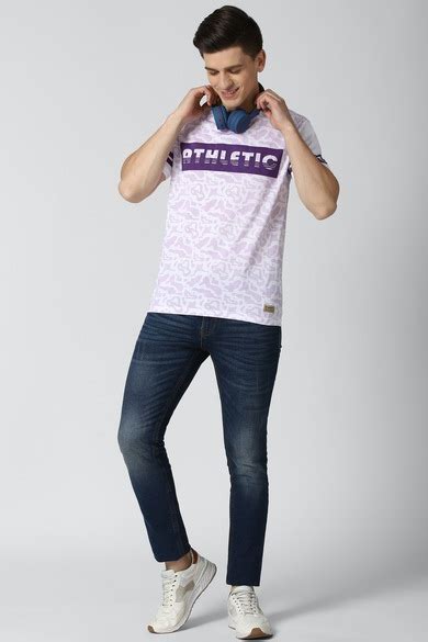 Buy Men White Print Round Crew Neck Crew Neck T-shirt Online - 632242 ...