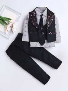 Fourfolds 3 Piece Floral Print, Solid Boys Suit - Buy Fourfolds 3 Piece ...