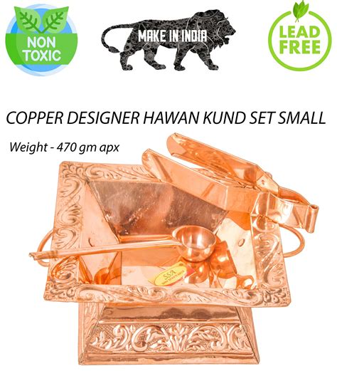 Pure Copper Hawan Kund Agnihotra Set with Both Side Handle and Stand ...
