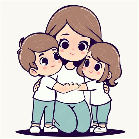 Una madre abrazando a sus hijos celebrando el Día de la Madre | Vector ...
