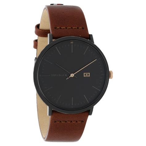 Buy Online Tommy Hilfiger Quartz Analog Black Dial Leather Strap Watch ...