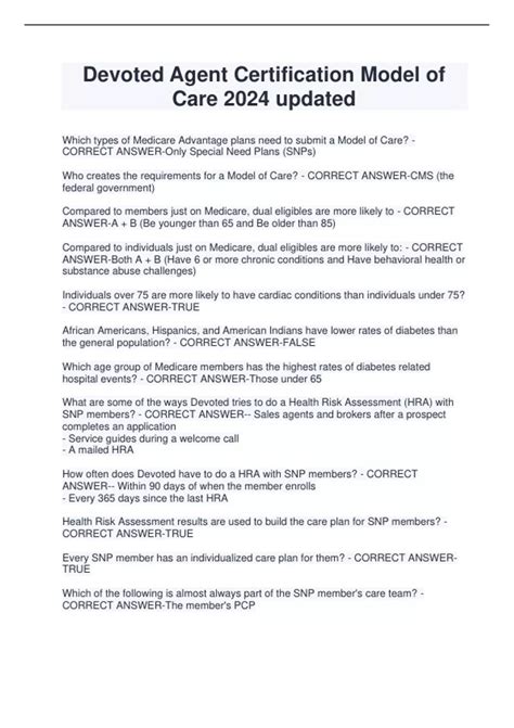 Devoted Agent Certification Model of Care 2024 updated - Devoted Agent ...