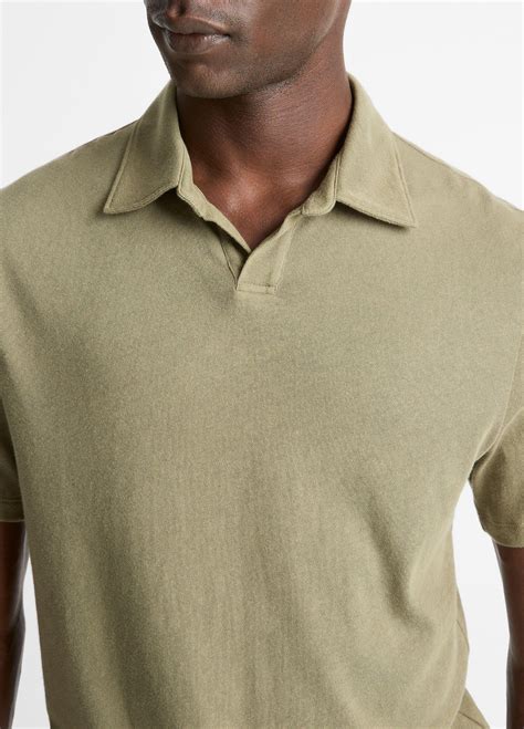 Cotton Johnny-Collar Polo Shirt in Henleys & Polos | Vince