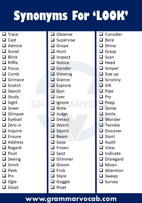 100 Look Synonyms | Other Ways to Say 'Look' - GrammarVocab