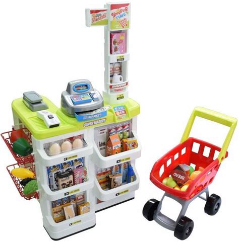 Baby Tintin Supermarket Play Set with Toy Cart, Cash Register, Checkout ...
