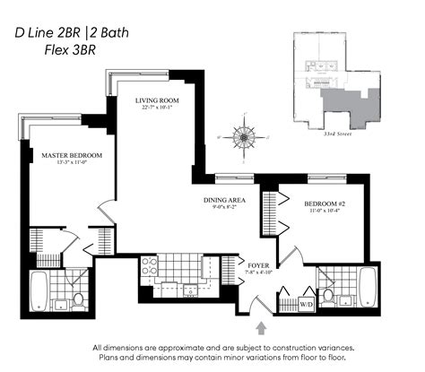 2 BR Floor Plans | Flex 3 — The Magellan, NYC