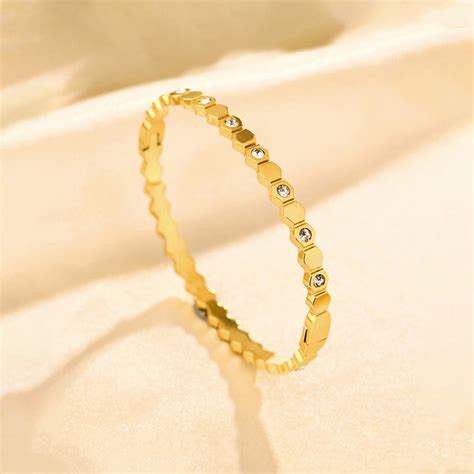 Buy Gold-Plated AD Bangle-Style Hexagonal Anti Tarnish Bracelet in Bulk ...