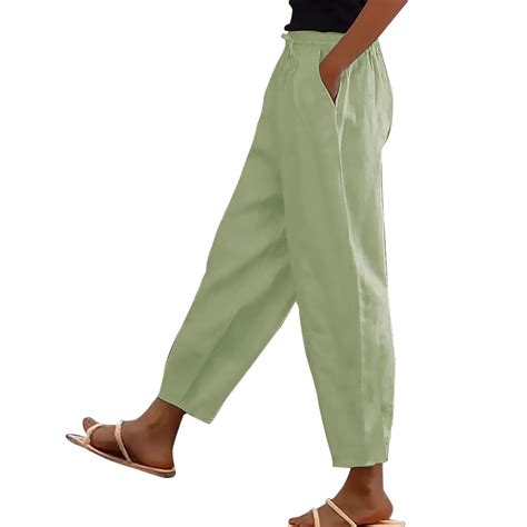 ABATAB Women Summer Pants Drawstring Wide Leg Pants Loose Fit Solid ...