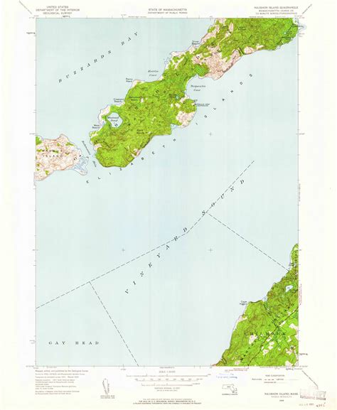 Naushon Island, Massachusetts 1949 (1961) USGS Old Topo Map Reprint 7x7 ...
