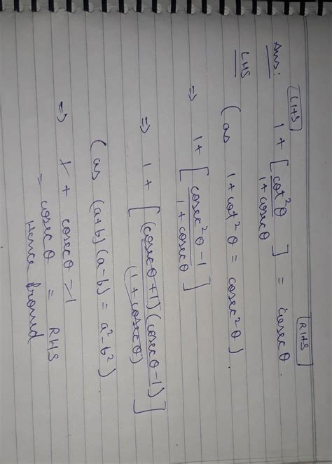 1+(cot ^2theta/1+ cosec theta)=cosec theta - Brainly.in