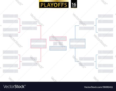 16 team single elimination bracket tournament Vector Image