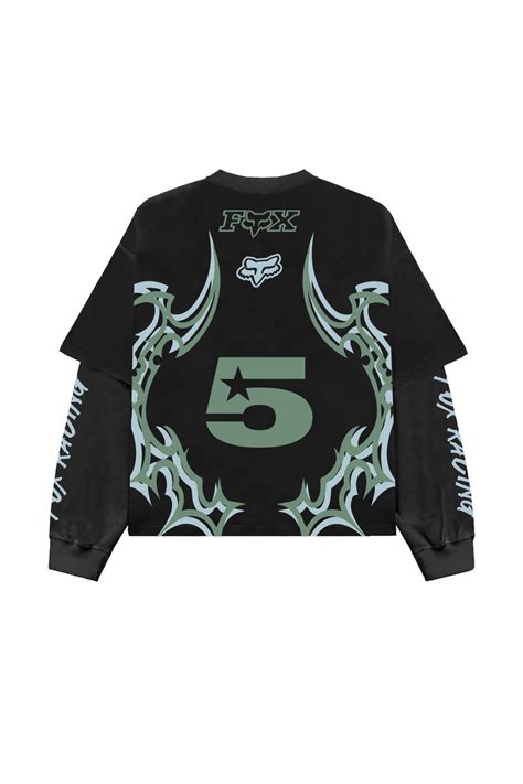 Fox Racing v2 Designed B&G LS Oversized Tee – Blue Clover